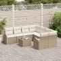 Juego de Sofá de Jardín de 9 Piezas con Cojines Beige Poliratán | Foro24.es | Tu tienda online para hogar, jardín y más Foro24.es