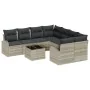 Juego de Sofá de Jardín de 9 Piezas con Cojines en Gris Claro de Poliratán von , Outdoor-Sofas - Ref: Foro24-3345982, Preis: ...