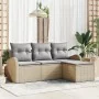 Juego de Sofá de Jardín de 4 Piezas con Cojines Beige de Ratán | Foro24.es | Tu tienda online para hogar, jardín y más Foro24.es