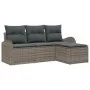 Conjunto de Sofá de Jardín de 4 Piezas con Cojines Gris Ratán Poliéster by , Outdoor sofas - Ref: Foro24-3345989, Price: 255,...