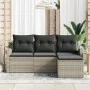 Juego de Sofás de Jardín de 4 Piezas con Cojines Gris Claro de Poliratán by , Outdoor sofas - Ref: Foro24-3345992, Price: 278...