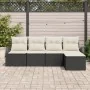 Conjunto de Sofá de Jardín de 5 Piezas con Cojines Negro Poliratán | Foro24.es | Tu tienda online para hogar, jardín y más Foro24.es