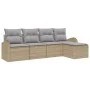 Conjunto de Sofá de Jardín de 5 Piezas con Cojines Beige de Poliratán | Foro24.es | Tu tienda online para hogar, jardín y más Foro24.es