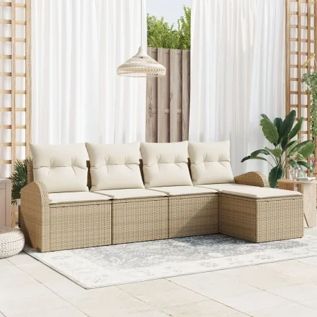 Juego de Sofá de Jardín de 5 Piezas con Cojines Beige Ratán Sintético | Foro24.es | Tu tienda online para hogar, jardín y más Foro24.es