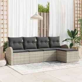 Conjunto de sofá de jardín de 5 piezas con cojines Gris Claro Poliratán von , Outdoor-Sofas - Ref: Foro24-3346002, Preis: 332...