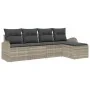 Conjunto de sofá de jardín de 5 piezas con cojines Gris Claro Poliratán de , Sofás de exterior - Ref: Foro24-3346002, Precio:...