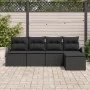 Juego de Sofás de Jardín de 5 Piezas con Cojines Negro Poliratán by , Outdoor sofas - Ref: Foro24-3346003, Price: 303,42 €, D...