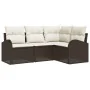 Conjunto de Sofá de Jardín de 4 Piezas con Cojines Marrón Ratán Poliéster von , Outdoor-Sofas - Ref: Foro24-3346018, Preis: 3...