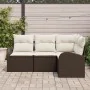 Conjunto de Sofá de Jardín de 4 Piezas con Cojines Marrón Ratán Poliéster von , Outdoor-Sofas - Ref: Foro24-3346018, Preis: 3...