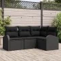 Set de Sofá de Jardín de 4 Piezas con Cojines Negros de Ratán Poliéster by , Outdoor sofas - Ref: Foro24-3346023, Price: 299,...