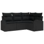 Set de Sofá de Jardín de 4 Piezas con Cojines Negros de Ratán Poliéster by , Outdoor sofas - Ref: Foro24-3346023, Price: 299,...