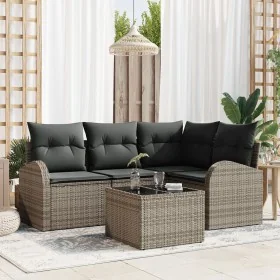 Conjunto de Sofá de Jardín de 4 Piezas con Cojines Negros de Polirratán von , Outdoor-Sofas - Ref: Foro24-3346029, Preis: 337...