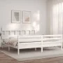 Weißer Massivholzbettrahmen mit Kopfteil 200x200 cm von vidaXL, Betten und Lattenroste - Ref: Foro24-3195177, Preis: 152,76 €...