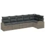 Conjunto de sofá de jardín de 6 piezas con cojines gris ratán sintético de , Sofás de exterior - Ref: Foro24-3346059, Precio:...