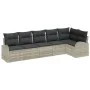 Juego de Sofá de Jardín de 6 Piezas con Cojines Gris Claro Poliratán von , Outdoor-Sofas - Ref: Foro24-3346062, Preis: 431,26...