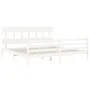 Weißer Massivholzbettrahmen mit Kopfteil 200x200 cm von vidaXL, Betten und Lattenroste - Ref: Foro24-3195177, Preis: 152,76 €...