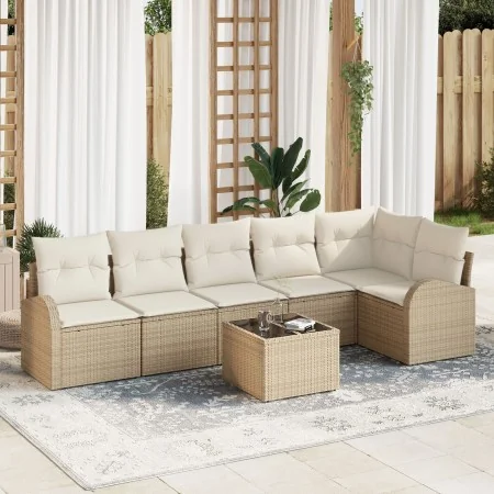 Set de Sofá de Jardín de 7 Piezas con Cojines Ratán Poliéster Marrón | Foro24.es | Tu tienda online para hogar, jardín y más Foro24.es