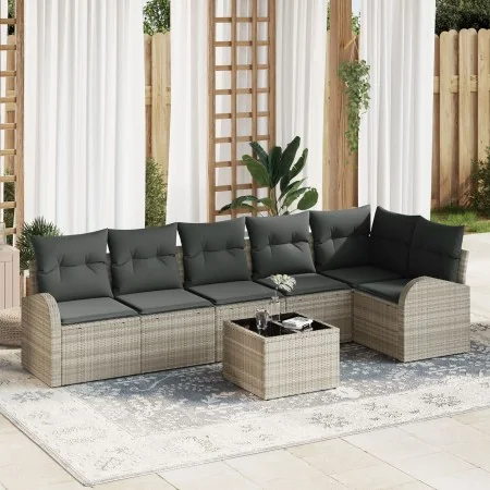 Set de Sofá de Jardín de 7 Piezas con Cojines Gris Poliratán by , Outdoor sofas - Ref: Foro24-3346072, Price: 483,84 €, Disco...