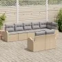 Conjunto de sofá de jardín de 8 piezas con cojines de ratán sintético beige | Foro24.es | Tu tienda online para hogar, jardín y más Foro24.es