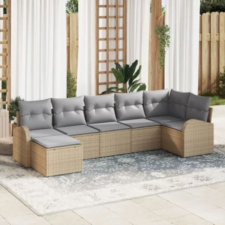 Conjunto de Sofá de Jardín 7 Piezas Beige Ratán Sofá de Jardín | Foro24.es | Tu tienda online para hogar, jardín y más Foro24.es