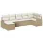 Conjunto de Sofá de Jardín de 7 Piezas con Cojines Beige de Polirratán | Foro24.es | Tu tienda online para hogar, jardín y más Foro24.es