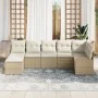 Conjunto de Sofá de Jardín de 7 Piezas con Cojines Beige de Polirratán | Foro24.es | Tu tienda online para hogar, jardín y más Foro24.es