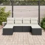Conjunto de Sofás de Jardín de 6 Piezas con Cojines Negro de Ratán Polivalente de , Sofás de exterior - Ref: Foro24-3346147, ...