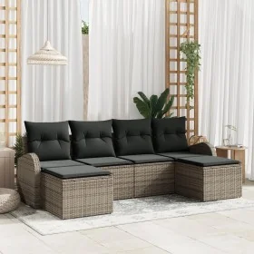 Conjunto de Sofás de Jardín de 6 Piezas con Cojines Gris de Poliratán by , Outdoor sofas - Ref: Foro24-3346149, Price: 341,85...