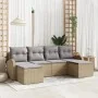 Juego de Sofás de Jardín de 6 Piezas con Cojines Beige de Poliratán | Foro24.es | Tu tienda online para hogar, jardín y más Foro24.es