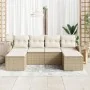 Juego de Sofá de Jardín de 6 Piezas con Cojines Beige Poliratán | Foro24.es | Tu tienda online para hogar, jardín y más Foro24.es