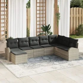 Conjunto de Sofá de Jardín de 8 Piezas con Cojines de Ratán Polimérico Gris Claro by , Outdoor sofas - Ref: Foro24-3346162, P...