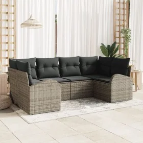 Juego de Sofás de Jardín de 6 Piezas con Cojines de Ratán Poliéster Gris by , Outdoor sofas - Ref: Foro24-3346179, Price: 393...