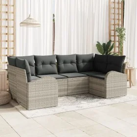 Juego de Sofás de Jardín de 6 piezas con Cojines Gris Claro Ratán Poliéster by , Outdoor sofas - Ref: Foro24-3346182, Price: ...