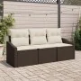 Conjunto de Sofá de Jardín de 3 Piezas con Cojines Marrón Ratán Sintético | Foro24.es | Tu tienda online para hogar, jardín y más Foro24.es