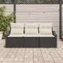 Juego de Sofá de Jardín de 3 Piezas con Cojines Negro Ratán Poli | Foro24.es | Tu tienda online para hogar, jardín y más Foro24.es