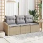 Conjunto de Sofá de Jardín de 3 Piezas con Cojines Beige Ratán Poliéster by , Outdoor sofas - Ref: Foro24-3346580, Price: 216...