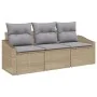 Conjunto de Sofá de Jardín de 3 Piezas con Cojines Beige Ratán Poliéster by , Outdoor sofas - Ref: Foro24-3346580, Price: 216...