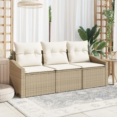 Set de Sofá de Jardín de 3 Piezas con Cojines Beige Polirratán | Foro24.es | Tu tienda online para hogar, jardín y más Foro24.es