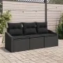 Juego de Sofá de Jardín de 3 Piezas con Cojines Negro Ratán Poliéster by , Outdoor sofas - Ref: Foro24-3346583, Price: 212,32...