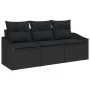 Juego de Sofá de Jardín de 3 Piezas con Cojines Negro Ratán Poliéster by , Outdoor sofas - Ref: Foro24-3346583, Price: 212,32...