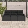 Juego de Sofá de Jardín de 3 Piezas con Cojines Negro Ratán Poliéster by , Outdoor sofas - Ref: Foro24-3346583, Price: 212,32...