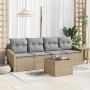 Juego de Sofá de Jardín de 5 Piezas con Cojines Beige Poliratán von , Outdoor-Sofas - Ref: Foro24-3346590, Preis: 316,64 €, R...
