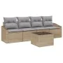 Juego de Sofá de Jardín de 5 Piezas con Cojines Beige Poliratán von , Outdoor-Sofas - Ref: Foro24-3346590, Preis: 316,64 €, R...