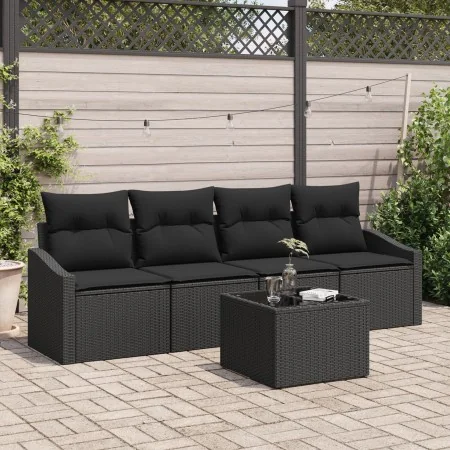 Juego de Sofás de Jardín de 5 Piezas con Cojines Negro Poliratán von , Outdoor-Sofas - Ref: Foro24-3346593, Preis: 311,45 €, ...