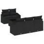 Set de Sofá de Jardín de 6 Piezas con Cojines Negro Poliratán de , Sofás de exterior - Ref: Foro24-3346603, Precio: 423,32 €,...
