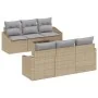 Juego de Sofá de Jardín de 7 Piezas con Cojines Beige de Poliratán by , Outdoor sofas - Ref: Foro24-3346610, Price: 477,51 €,...