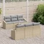 Juego de Sofá de Jardín de 7 Piezas con Cojines Beige de Poliratán by , Outdoor sofas - Ref: Foro24-3346610, Price: 477,51 €,...
