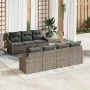 Conjunto de Sofá Jardín de 8 Piezas con Cojines en Poliratán Gris | Foro24.es | Tu tienda online para hogar, jardín y más Foro24.es
