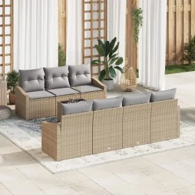 Juego de Sofá de Jardín de 8 Piezas con Cojines Beige Ratán Poliéster von , Outdoor-Sofas - Ref: Foro24-3346630, Preis: 530,0...