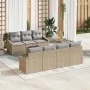Juego de Sofá de Jardín de 8 Piezas con Cojines Beige Ratán Poliéster von , Outdoor-Sofas - Ref: Foro24-3346630, Preis: 530,0...